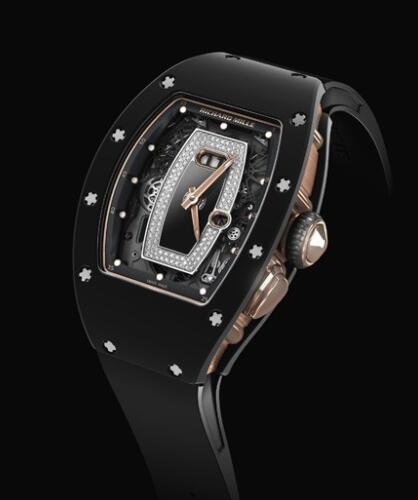 Replica Richard Mille RM 037 Ladies Watch Black TZP Ceramic - Red God - Diamonds